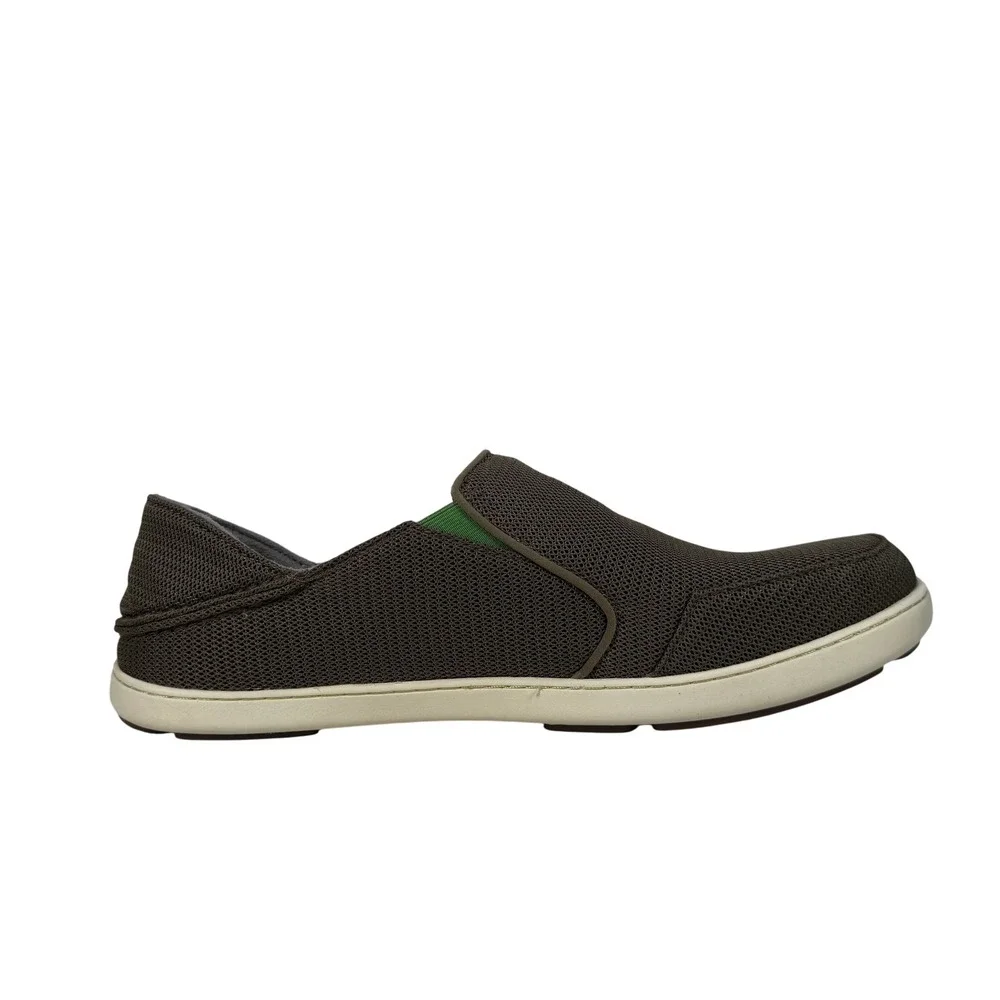 OluKai Nohea Mesh Slip On Shoes Mens 13 Mustang Lime Peel Comfort Casual Brown